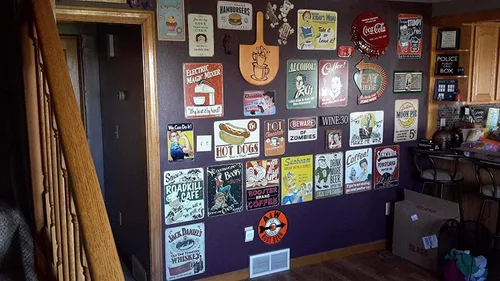 Miniatura 5 de Cartel de metal divertido de hojalata – Póster de pintura artística de pechos, cartel de línea de dijes para decoración de pared para el hogar, bar