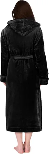 Miniatura 2 de NY Threads - Bata de baño de vellón con capucha para mujer, larga y afelpada
