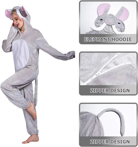 Miniatura 6 de Snailify Disfraz de elefante para adultos, disfraz de elefante sin género, pijama multicolor, Multi colorido