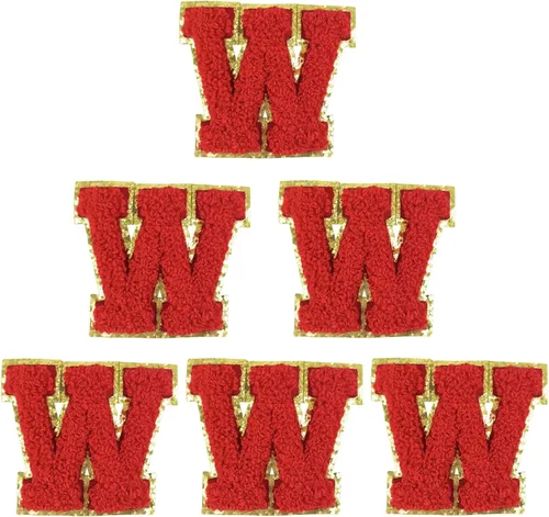 Miniatura 9 de 6 piezas de parches de letras de chenilla autoadhesivas, parches de letras preppy de 2 pulgadas para bolsos, ropa y sombreros, grandes pegatinas