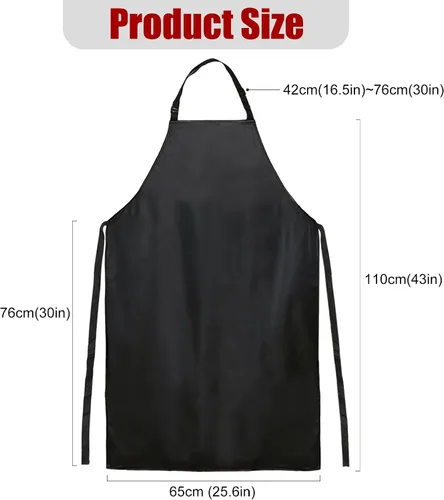 Miniatura 4 de kilofly Delantal impermeable de vinilo extra largo de 43 pulgadas con lazos ajustables para el cuello, 2 unidades, Negro