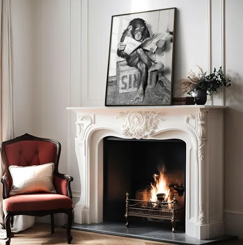 Miniatura 4 de Poster Master Póster de Chimpancé - Impresión de Mono Leyendo Periódico - Arte de Pared de Mono - Regalo para Hombres, Mujeres y Amantes