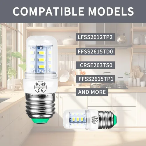 Miniatura 5 de Paquete de 2 bombillas LED D34L de repuesto para refrigerador de 3.5 W compatibles con congelador (110 V-240 V luz blanca) AP6278388 PS12364857