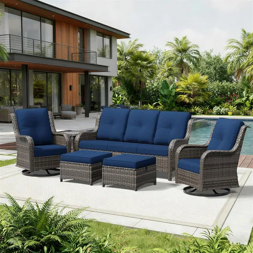 Miniatura 63 de Joyside Juego de sillas de mimbre para patio, juego de 3 piezas de mimbre para exteriores con 2 sillas reposabrazos y 1 mesa auxiliar para terraza