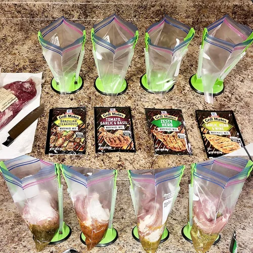 Miniatura 6 de Ruibo Soporte de estante holgado para preparación de alimentos/bolsa Ziplock, planificación de comidas/soporte de plástico para bolsas