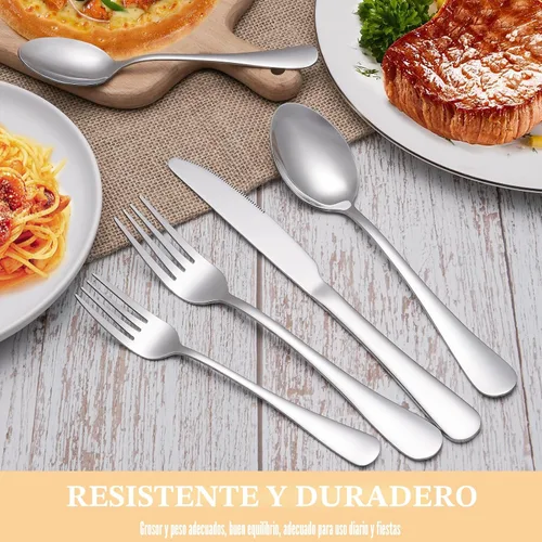 Miniatura 7 de Juego de cubiertos de 50 piezas para 10, juego de cubiertos de acero inoxidable de alta calidad, juego de cubiertos pulidos con espejo, juego
