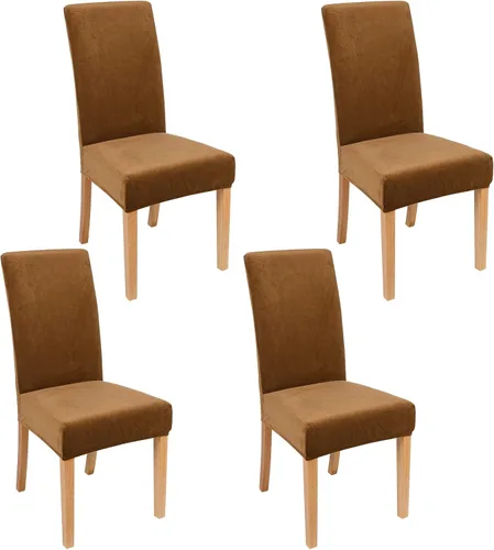 Miniatura 62 de smiry - Fundas para sillas de comedor de terciopelo elástico y suave, extraíbles, Terciopelo, Beige
