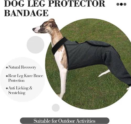 Miniatura 4 de ROZKITCH Manga de pierna para cirugía para perros, piernas traseras, macho y hembra para evitar lamer heridas, codo, rodillera, traje