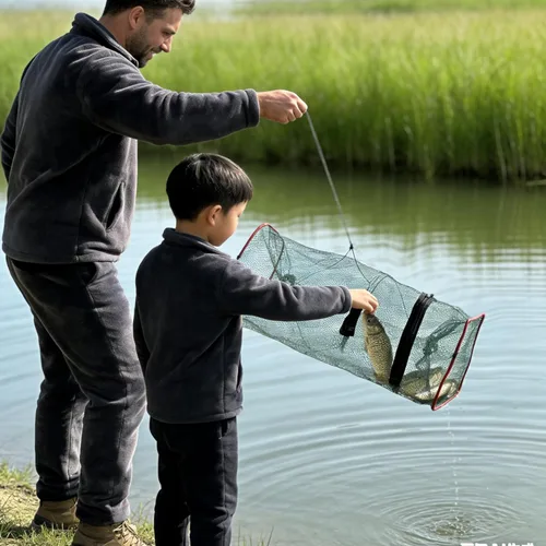 Miniatura 5 de Paquete de 2 trampas de pececillos (8.8 x 18 pulgadas), trampa de cebo de pesca para peces pequeños, trampa para peces de cangrejos para peces