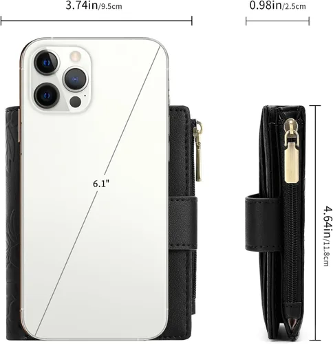 Miniatura 5 de SENDEFN Billeteras pequeñas para mujer, con bloqueo RFID, de cuero, plegable, para tarjetas de crédito, bolsillo con cremallera y ventana