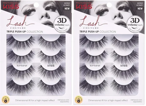 Miniatura 13 de KISS Pestañas postizas Triple Push-Up, 'Babydoll', de 0.47 a 0.55 pulgadas, incluye 4 pares de pestañas postizas, fáciles de aplicar, racimos