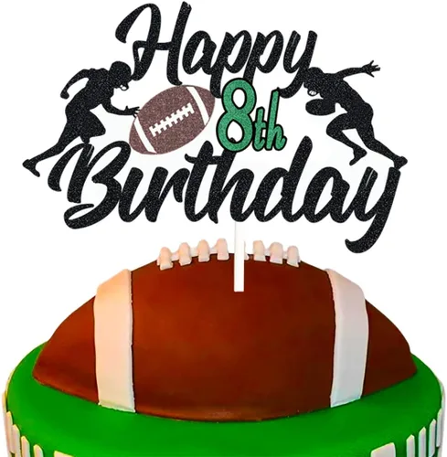 Miniatura 12 de Decoración para pastel de fútbol de 15 años, decoración de fiesta de cumpleaños de 15 años, decoración de pastel de escena de jugador de rugby