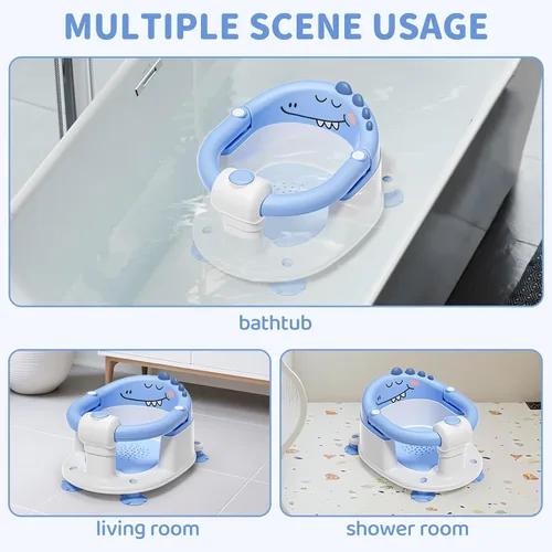 Miniatura 5 de Asiento de baño para bebé TPN para bebés de 6 meses en adelante, asiento de baño antideslizante para niños pequeños con 5 calcomanías de emoji Azul