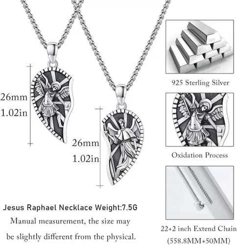 Miniatura 647 de Collar con colgante de plata de ley 925 con medalla de San Patrón, joyería religiosa para hombres y mujeres, con cadena de acero inoxidable 316L