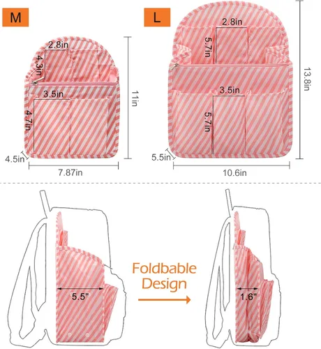Miniatura 4 de Surblue Organizador de mochila con forro de inserción para colgar mochila de viaje y bolsillo de inserción, divisor de alta capacidad, organizador