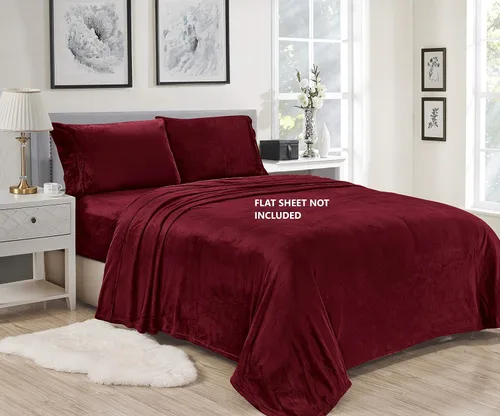 Miniatura 7 de Luxury Elegance - Juego de sábanas de microfelpa de terciopelo extra suave, tamaño individual, 2 piezas, color negro