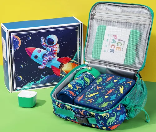 Miniatura 3 de Fimibuke - Lonchera Bento para Niños - Juego de Caja de Almuerzo Bento para Niños Pequeños con 3 Compartimentos, Botella de Agua de Acero A3.