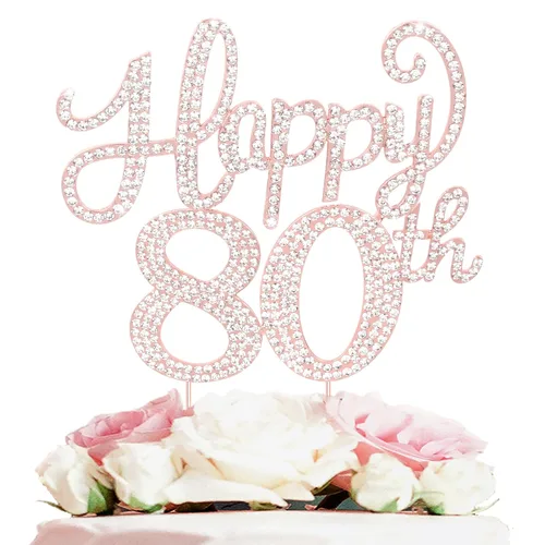 Miniatura 7 de LASKYER Decoración de feliz cumpleaños número 10, decoración de pastel de diamantes de imitación dorados de 10º cumpleaños – Letrero de metal