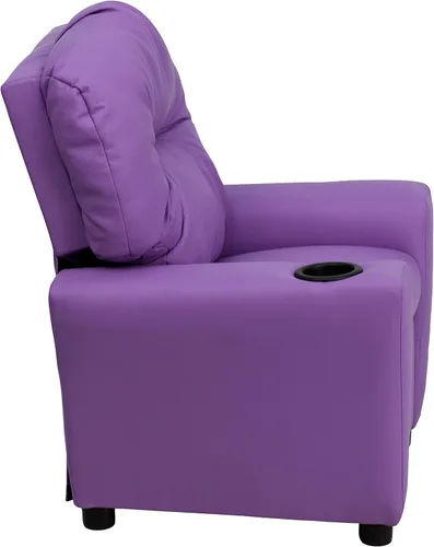 Miniatura 11 de Flash Furniture Chandler LeatherSoft - Silla reclinable para niños con portavasos y reclinable de seguridad, silla reclinable contemporánea
