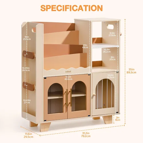 Miniatura 2 de ROBUD Organizador de almacenamiento de juguetes, organizadores y almacenamiento de juguetes todo en uno, estantería de madera para niños con 6