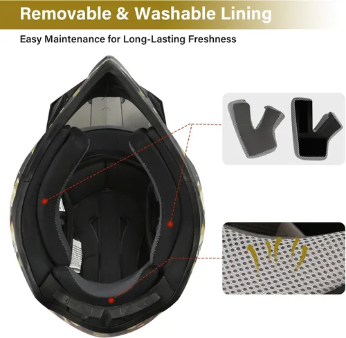 Miniatura 5 de TCMT Casco MX de Cara Completa para Motocicleta Dirt Bike Off-Road Motocross ATV Bicicleta de Montaña para Hombres y Mujeres Aprobado por DOT