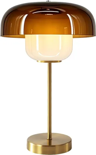 Miniatura 10 de Globe - Lámpara de mesa de noche, moderna lámpara de mesa de noche de cristal de mediados de siglo, lámpara de escritorio dorada para dormitorio, 1