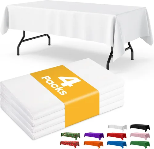 Miniatura 32 de Niuara Mantel de bandera estadounidense, paquete de 4 manteles patrióticos desechables de 54 x 108 pulgadas para mesas de 6 pies, decoraciones del 4