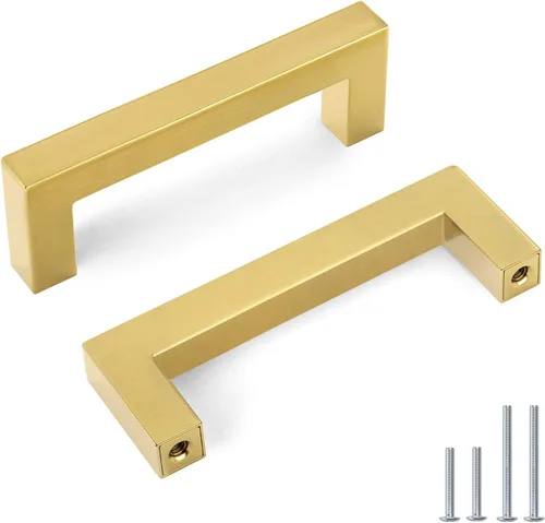 Miniatura 22 de Goldenwarm Paquete de 10 pomos negros para gabinetes, pomos cuadrados mate para armarios, barra en T moderna, herrajes negros para tiradores