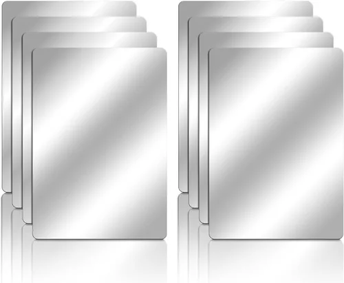 Marsui 8 piezas de espejo de plástico a prueba de roturas para artesanías, azulejos de espejo pequeños de 4 x 6 pulgadas, a granel con esquinas