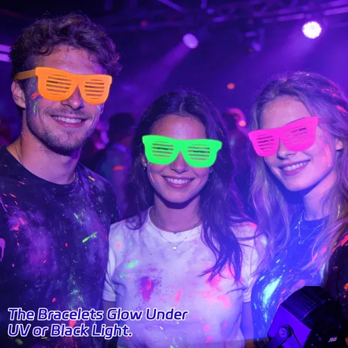 Miniatura 3 de Mega-L - 12 lentes que brillan en la oscuridad, suministros de fiesta que brillan en la oscuridad, anteojos fluorescentes de luz negra neón, regalos