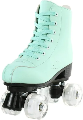 Miniatura 4 de YYW - Patines de cuero PU de alta calidad para mujeres y hombres, tipo botín, clásicos de doble fila, para interiores y exteriores, con bolsa