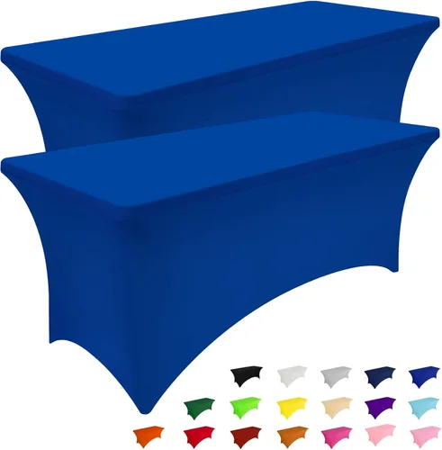 Miniatura 26 de Smiry Paquete de 2 manteles de elastano de 6 pies, fundas de mesa elásticas ajustables extensibles, lavables y sin arrugas, rectangulares para mesa