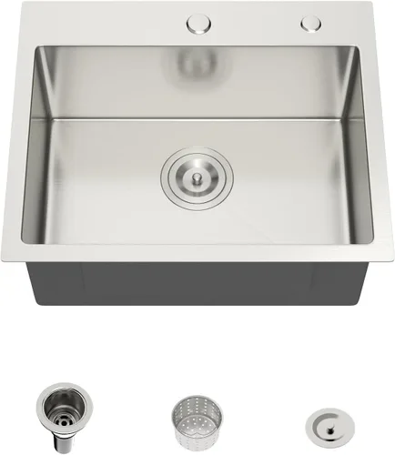 Miniatura 22 de Mocoloo Fregadero de barra de 13 pulgadas con caída en la parte superior, fregadero de cocina pequeño de acero inoxidable T304 de 13 x 15 pulgadas