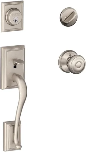 Miniatura 18 de Schlage F60 ADD 622 PLY Addison - Juego de manijas de entrada frontal con perilla Plymouth, cerrojo con llave de 1 lado, negro mate Mate negro