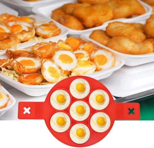 Miniatura 2 de Molde para freír huevos, 2 anillos de silicona antiadherentes para hacer panqueques, molde de tortilla para cocinar con asas para huevos