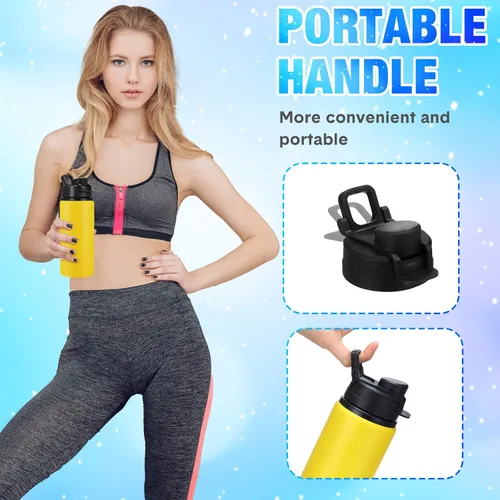 Miniatura 4 de Sunnyray 16 Piezas Botellas de Agua de Aluminio a Granel Multicolor Reutilizables Botella Deportiva con Tapas a Presión Paquete Múltiple Frasco