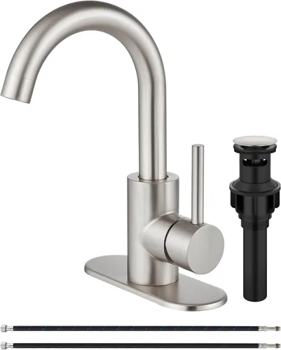 Miniatura 11 de Midanya Grifo de baño de un solo agujero, grifo de fregadero de barra de 1 agujero, adecuado para tocador de cocina, RV, boquilla giratoria de acero