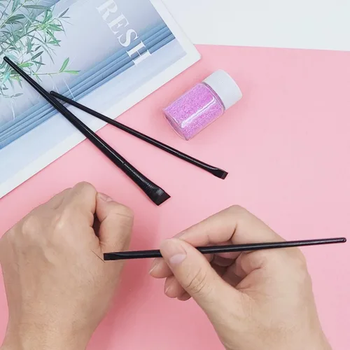 Miniatura 5 de Juego de 15 pinceles para tinte de cejas y delineador en ángulo, precisión inclinada ultrafina para delineador, tinte de cejas y maquillaje, incluye
