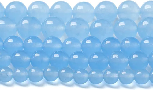4MM 86 piezas cuentas sueltas de calcedonia azul aguamarina para hacer joyas, pulseras, collares Aguamarina azul