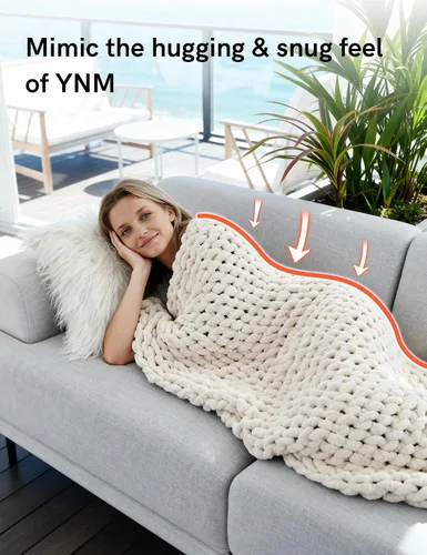 Miniatura 4 de YnM Manta Gruesa de Lana, Tejida a Mano con Hilo de Chenilla, Amigable para la Piel, Ventilada y Transpirable, Lavable a Máquina, Pieza