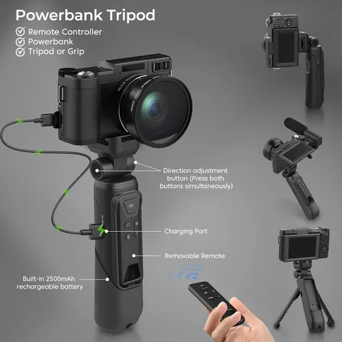 Miniatura 5 de Cámara de vlogging 4K con kits Creator Cámara digital 5K para fotografía Cámara de video de 64MP con pantalla abatible, micrófono, trípode