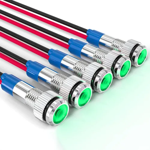 Miniatura 11 de GASHER Luz indicadora de ahorro de energía de 110V/24V/12V 20mA Tamaño del orificio de montaje 0.472 in (1/2 pulgada) Verde, Amarillo, Rojo, Azul