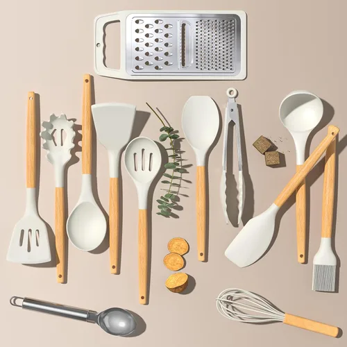 Miniatura 7 de Umite Chef - Juego de utensilios de cocina de silicona, 34 piezas de utensilios de cocina resistentes al calor y herramientas con rallador, mangos