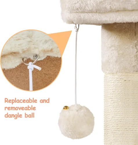 Miniatura 5 de Topeakmart Torre de árbol para gatos de interior, centro de actividades de árbol para gatos de 34.5 pulgadas con condominio y poste rascador, torre