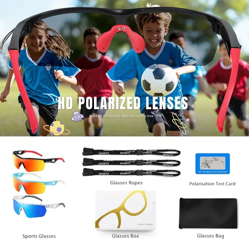 Miniatura 6 de Kids Sunglasses Youth Baseball Sunglasses for Boys Girls 3-12 Polarized Softball Sports Goggles UV Protection