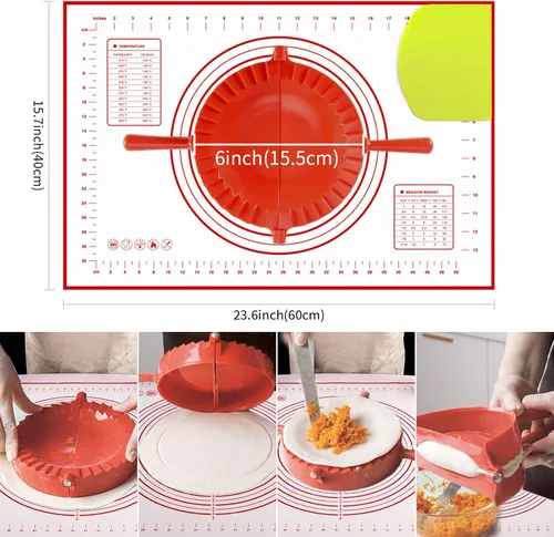 Miniatura 2 de Prensa Empanada de 6 pulgadas, con alfombrilla de pastelería antiadherente grande y corte de masa para hacer pasteles, empanadas, calcomanías
