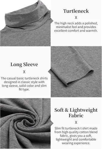 Miniatura 6 de COOFANDY Men's Casual Slim Fit Turtleneck T Shirts Lightweight Basic Cotton Pullovers