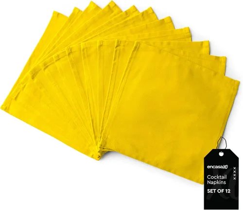 Miniatura 66 de Encasa XO Cocktail Cloth Napkins Set of 12 Pure Cotton Table Napkin Size (9"x9") B Grey Solid Machine Washable