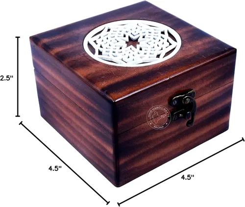 Miniatura 29 de Urna de madera antigua hecha a mano con grabado del árbol de la vida tallada a mano para mujeres y hombres, joyas Acentos de decoración del hogar