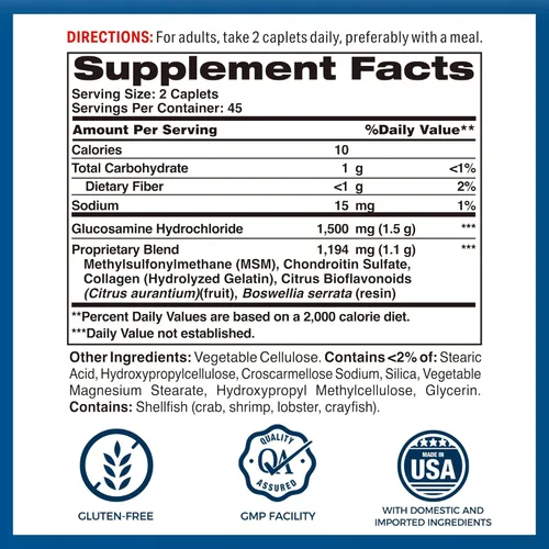 Miniatura 2 de Vitamin World Movimiento de articulaciones de triple fuerza, glucosamina condroitina con suplemento de apoyo articular MSM, extracto de colágeno